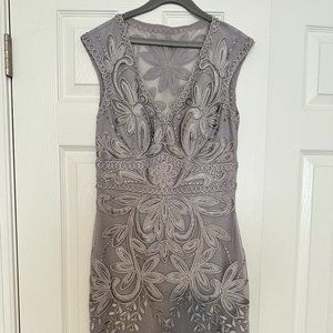 Sue Wong Silver Cocktail Dress